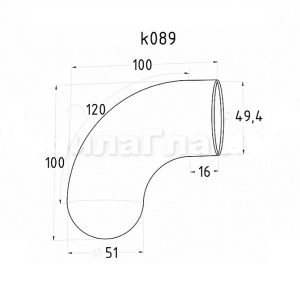 Отвод для пластикового поручня с круглой заглушкой (AISI304), арт. 089