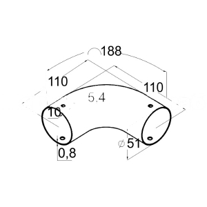 Поворот для пластикового поручня 90° (AISI304), арт. К259