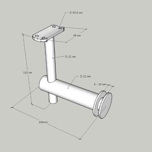 Держатель поручня к стеклу, 80 мм (AISI304), арт.241-2
