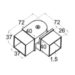 Поворот шарнирный для трубы 40х40 мм (AISI304), арт. 366